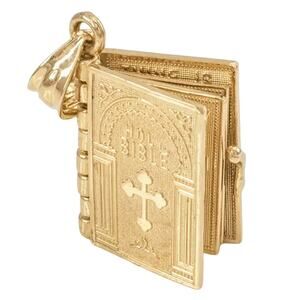 Gold Bible Necklace Lords Prayer Christian Jewelry Christmas Birthday Valentines